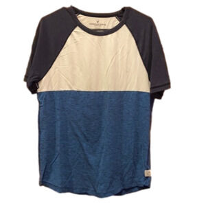 American Eagle Blue and White Color Blocked Tee Size Small